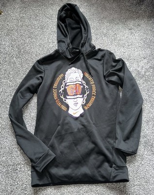 NIKE Hoodie Damen, Größe XS, schwarz, Pullover, ''Mighty Shall Triumph'' lang, (G41)
