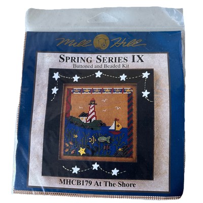 VTG Mill Hill Buttoned & Bead Cross Stitch Spring series IX At The Shore (2001)