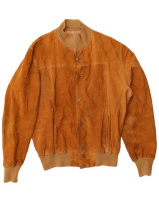 VINTAGE Herren Wildleder Bomberjacke UK 40 Large Beige HF09