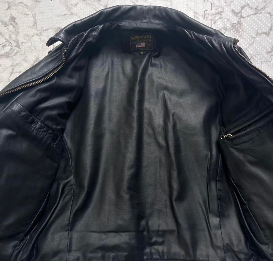 VANSON Leather Trucker Jacket Collared Short L - image 10