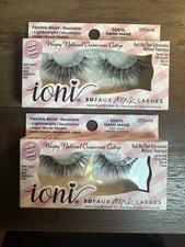 Ioni Whisky Natural Crisscross Cateye Strip Lash 3D Faux Mink Lashes 2 Sets NIB