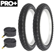 PAIR OF BICYCLE PRO BMX TIRES W/ TUBES IN 16 X 2.125 COMP III TREAD ALL BLACK