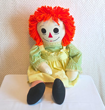 Raggedy Ann 32 in Rag Cloth Doll Orange Curly Yarn Hair Soft Body Rem Clothes