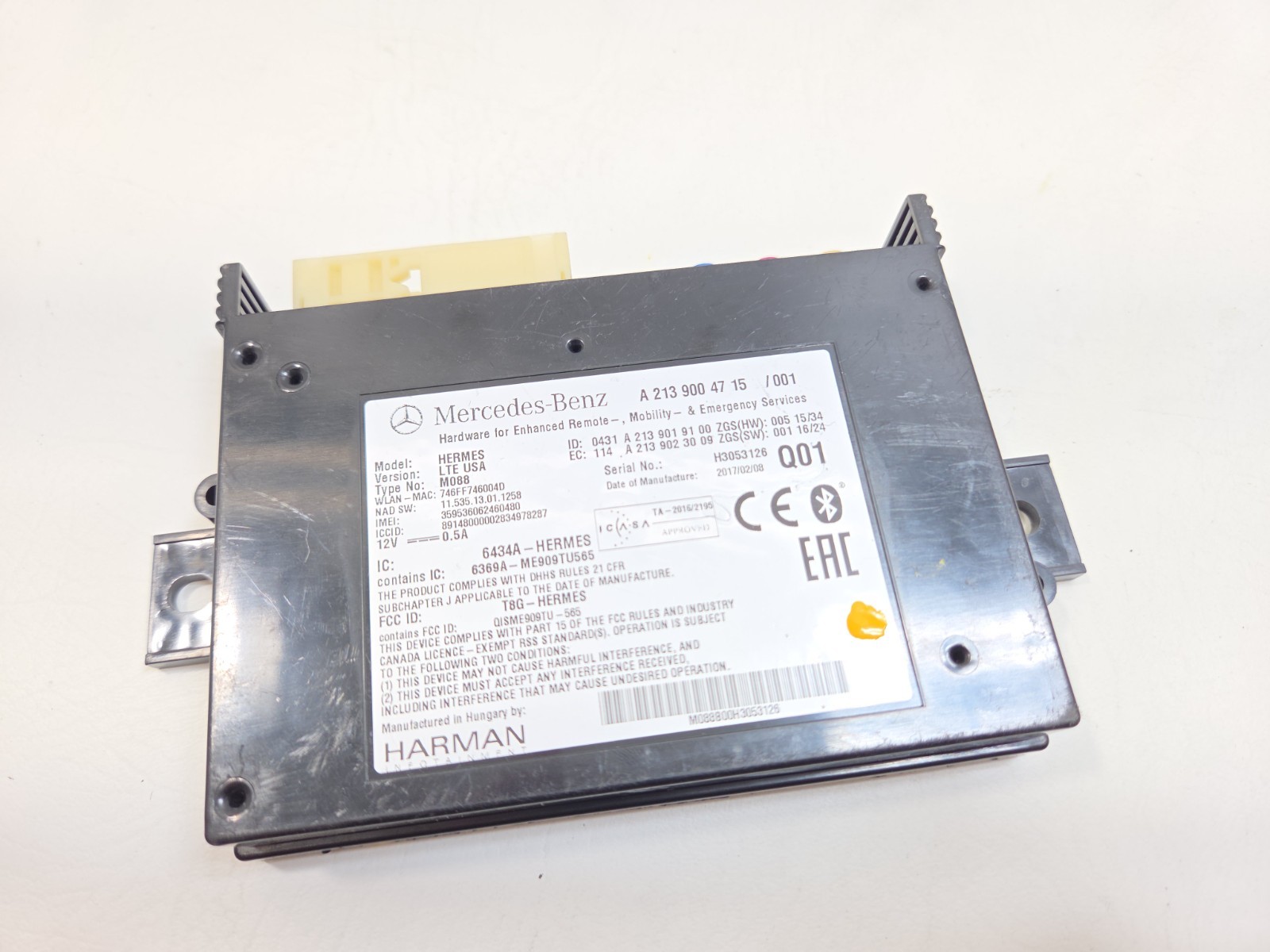 2016 - 2019 MERCEDES W213 S E GLE GLC SLC COMMUNICATION CONTROL UNIT A2139004715