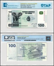 Congo Democratic Republic 100 Francs, 2000, P-92A, UNC, Authenticated