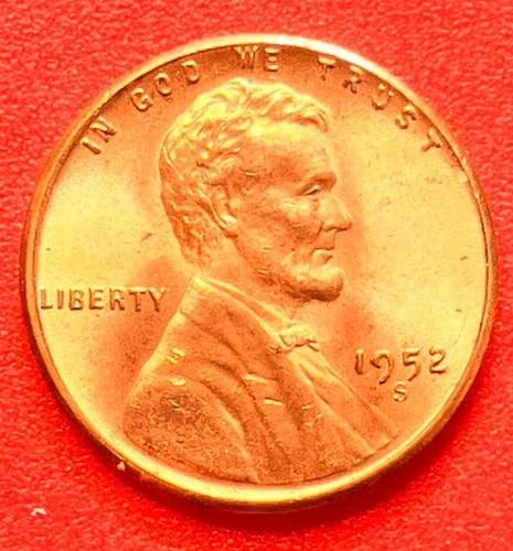 1952-S Lincoln Wheat Cent Penny GEM RED BU From an Original Bank Roll