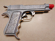 VINTAGE HUBLEY MOUNTIE .45 CAP GUN, ALL METAL, EMBOSSED GRIP, FULLY FUNCTIONAL