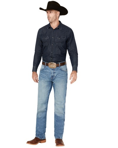 Wrangler Men's Retro Fergus Medium Wash Slim Straight Stretch Denim Jeans Tall -