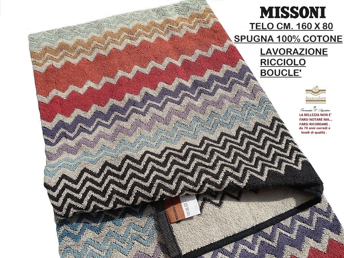 Missoni Sponge Towel, Beach Bath Pool Sauna Etc. 100% Cotton 160 X