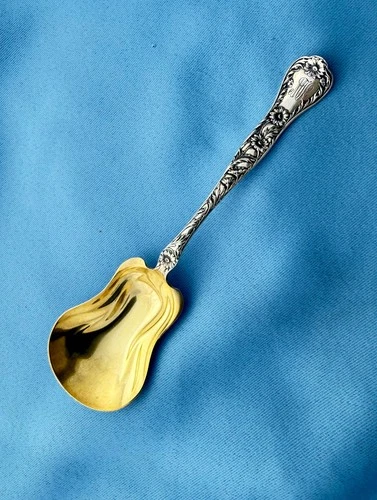 Gorham Sterling Serving Spoon Goldwash Buttercup Patt 7 In Mono 37.4 Gr