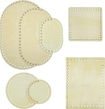 7 PCS Wooden Basket Bottom, 3 Shape Blank Crochet Knitting Basket Wood Base Shap