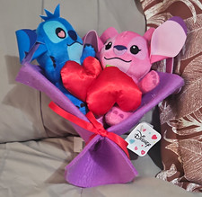 Disney Lilo Stitch Valentine Bouquet Plush Set Stitch Angel Small 2024