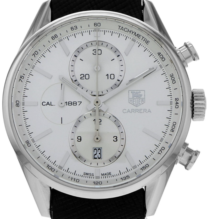 TAG Heuer Carrera Calibre 1887 Silver dial 41mm Black leather