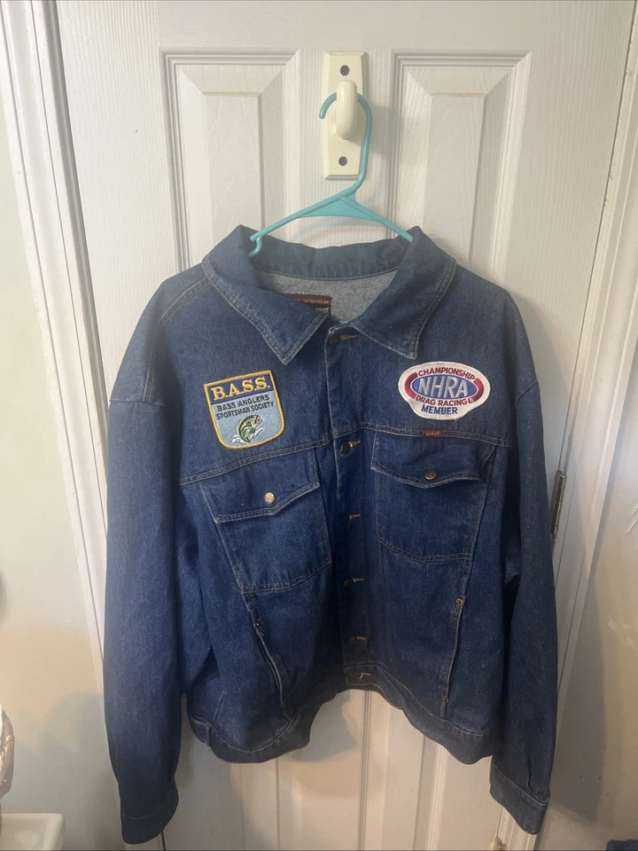 CHAQUETA VAQUERA RARA VINTAGE PARA HOMBRE TALLA XL OLD SCHOOL RUSTLER AZUL Y 9 PARCHES Foto 3 de 4