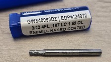GWS Tool GWS40093DZ Solid Carbide End Mill 3/32" 4Fl .187 LC 1.5 OL Nacro Coated
