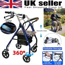 Lightweight Folding Rollator Walker With Padded Seat 4 Wheele Walking Aid Brakes