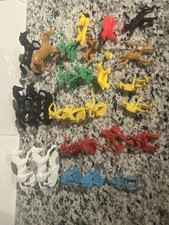 Vtg Cowboys Indians Lot 27 Native American Plastic Figures Animals 1A61