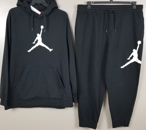 JORDAN JUMPMAN SWEATSUIT HOODIE + PANTS JOGGERS OUTFIT SET BLACK (SIZE 3XL 2XL)