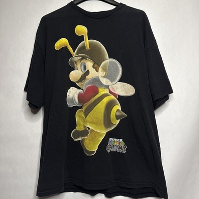 Vintage Super Mario Galaxy Mario Bee Shirt Mens Large Black Graphic 2007 Y2K