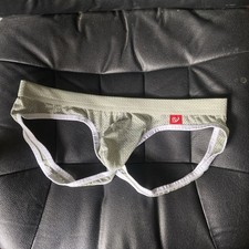 Large Mens Sexy Mesh Jock Grey with white Detail Stretchy mesh .poss gay int