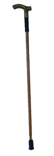 Brass Derby Handled Hardwood Shaft Rubber Base Walking Stick Cane 31.75" Length