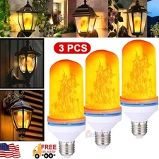 3x LED Flicker Flame Effect Light Bulb- Simulated Nature Fire Lamp, E27 4 Modes