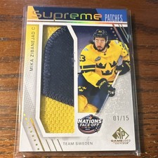Upper Deck SP Game Used Supreme Patches Mika Zibanejad Patch /15 Sweden 4 Natio…
