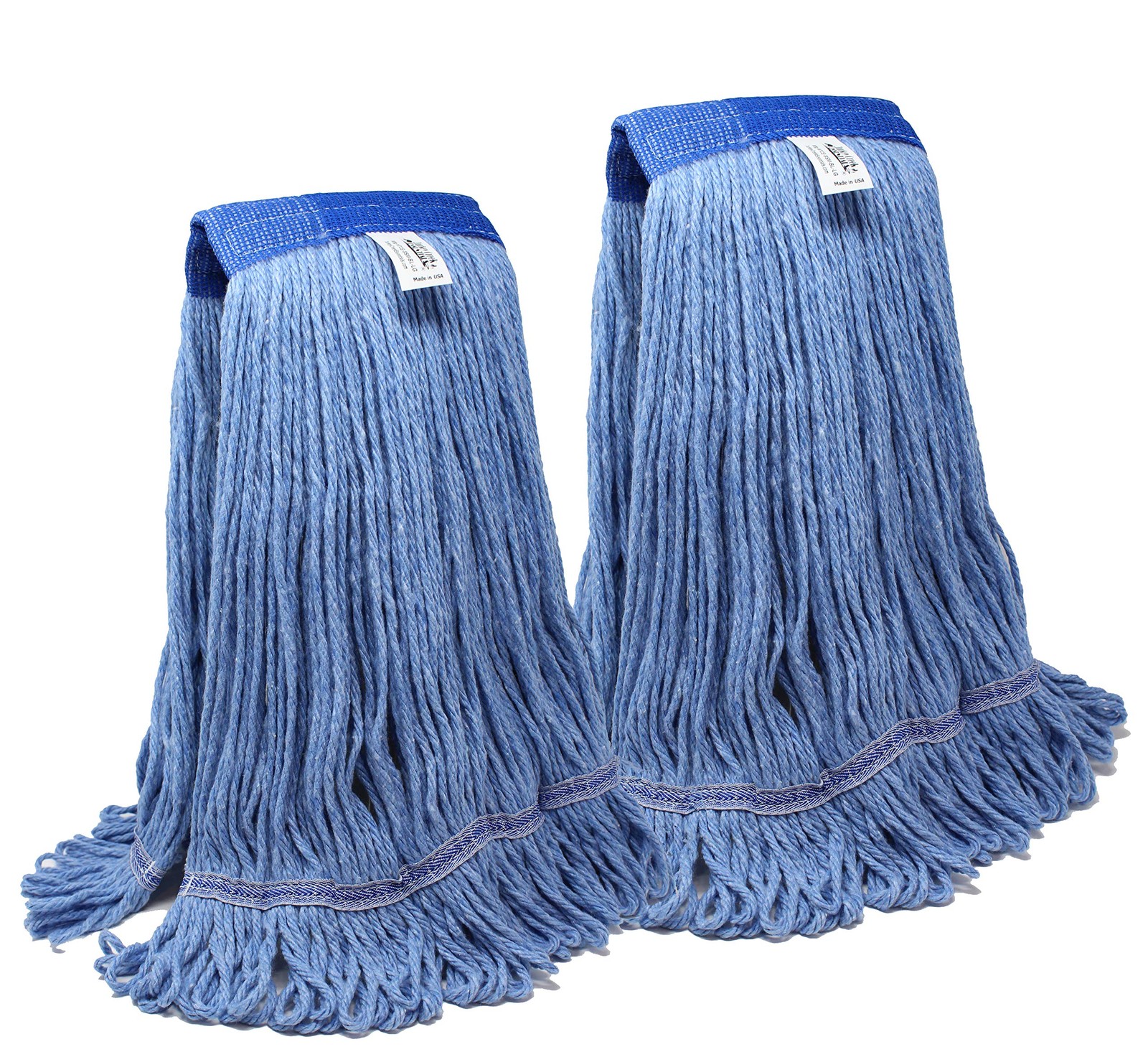 Mop Heads Commercial USA Made Looped End Heavy Duty Large Mop Head of Blue 4-...