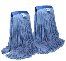 Mop Heads Commercial USA Made Looped End Heavy Duty Large Mop Head of Blue 4-...