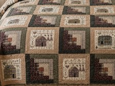 Quilt 83x103 Inches Vintage Sampler Cabin King Queen 1980s Country