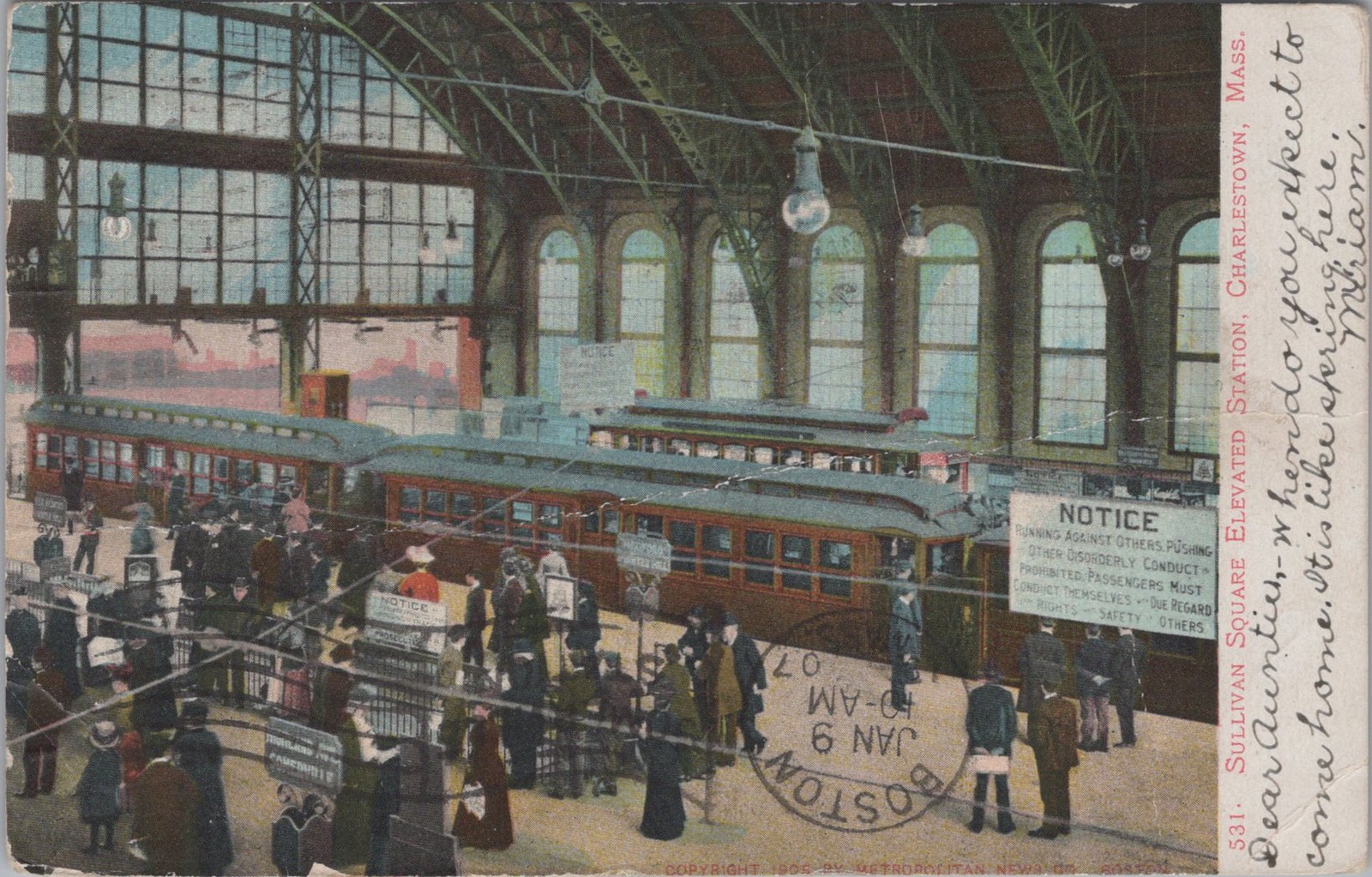 Sullivan Square Elevated Station Charlestown MA Trolley Train 1907 ...