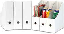 Simple Houseware 6-Pack Magazine File Holder Box, Foldable 6 Pack, white