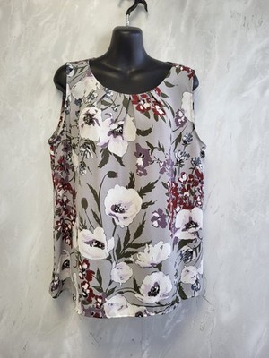 Loft Outlet graue ärmellose Bluse mit Blumenmuster Größe 14. PK
