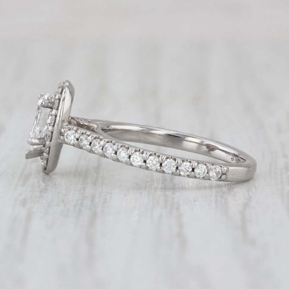 0.71ctw Pear Halo Dimond Engagement Ring 14k White Gold Size 3.5 Cathedral Band - Image 3 of 4