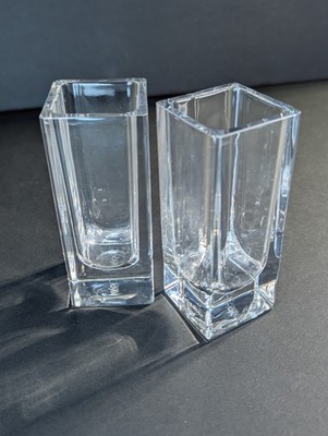 Pair Of Mikasa Crystal Vases,Brookside collection. Square Bud Vases.