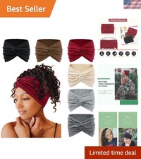 Pack of 6 Extra Wide Headbands for Women - Comfortable Turban Style Hair Wraps