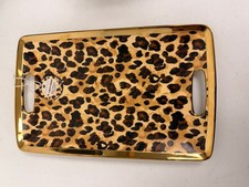 Pampa Bay | Porcelain Serving Tray | Leopard Print | Gold Rim Handles NEW