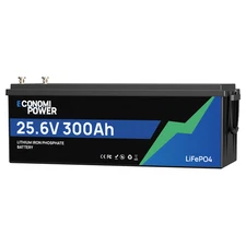 24V 300Ah LiFePO4 Deep Cycle Battery, 7.68kWh 200A BMS, Solar RV Off-Grid Marine