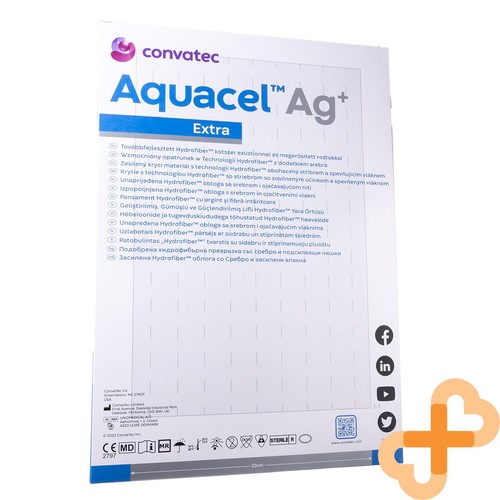 CONVATEC AQUACEL AG+ Extra Bandage Dressing 20x30 cm 5 Pcs. Sterile - Picture 10 of 24