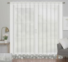 Fenstergardine Weiß Gardine 145/300/400x250 cm  Zirkonia Fertiggardine