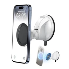  Magnetic Shower Mirror Phone Holder Reusable Suction Cup Phone Mount White