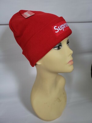 Supreme X New Era Box Logo RED FW18 Beanie BRAND NEW WITH TAGS | eBay
