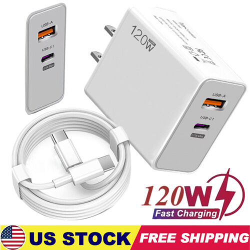 For Samsung A05S A04S A03S A02 A01 120W PD USB C Fast Wall Charger Power Adapter
