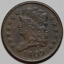 1809 Classic Head Half Cent - US 1/2c Copper Coin