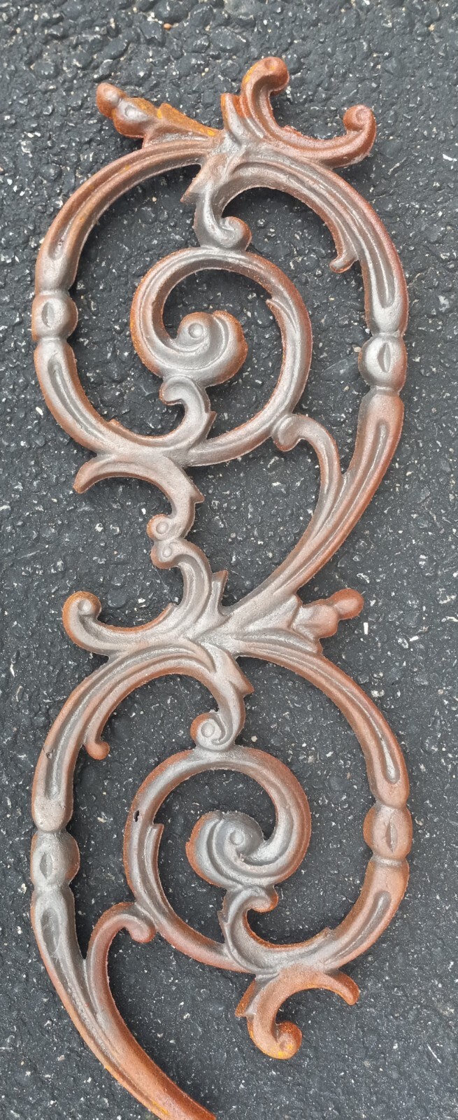 Vintage Decorative Cast Iron Scroll Curved Pediment Crest Panel 20" x 7"