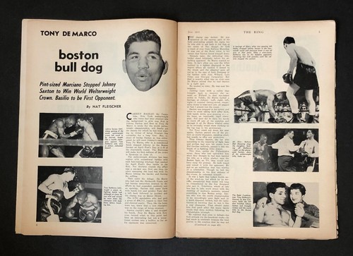Revista de boxeo The Ring 1955 Rocky Marciano vs Cockell campeón de peso pesado de colección - Imagen 7 de 8