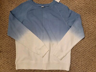 Womens Old Navy Ombre Crew Neck Sweatshirt Blue/White Sz