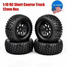 US 4pcs 12mm Hex RC 1:10 Short Course Truck Tires &Wheel For SlASH Car