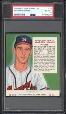 1954 Red Man Tobacco Warren Spahn #11 PSA 6