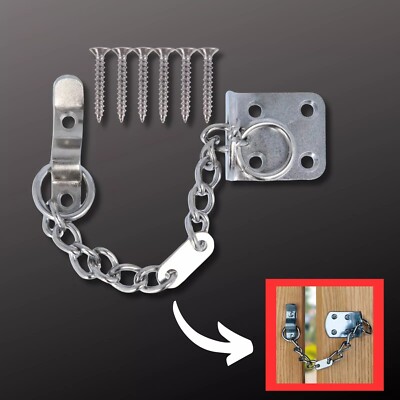 Schmale Sicherheitstürkette - Schwerlast Chrom Metall Schiebeschloss KOSTENLOSE LIEFERUNG!!
